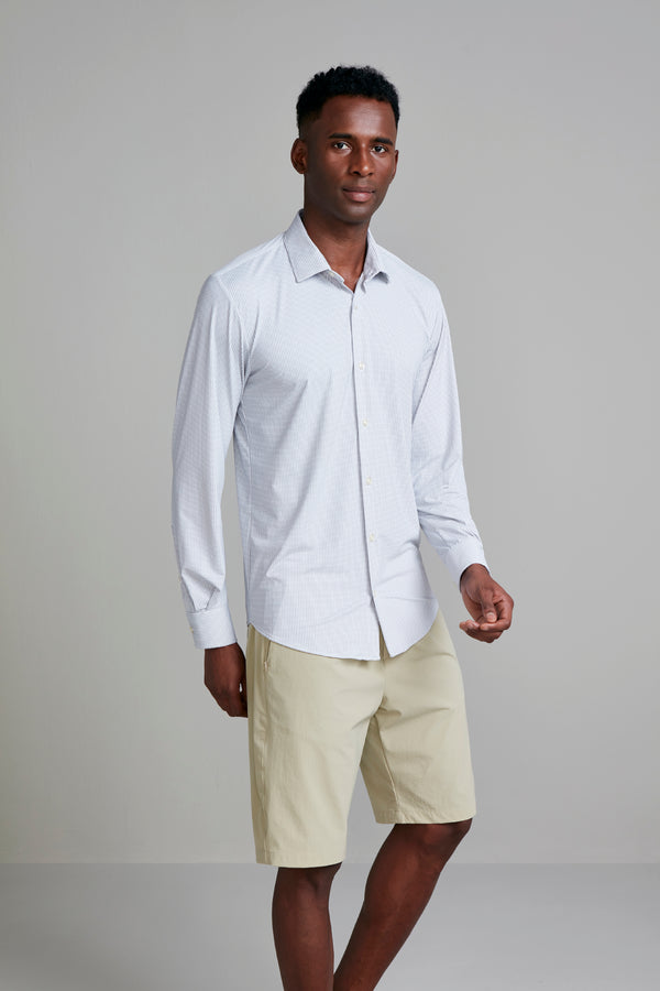 Camisa Tecnocomfy Slim Fit Listrada - Cinza