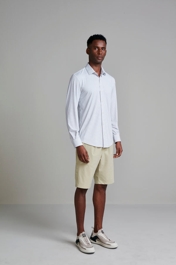 Camisa Tecnocomfy Slim Fit Listrada - Cinza