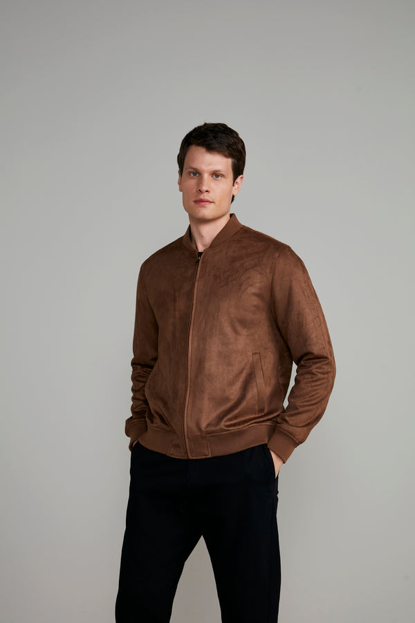 Jaqueta Bomber Suede - Marrom