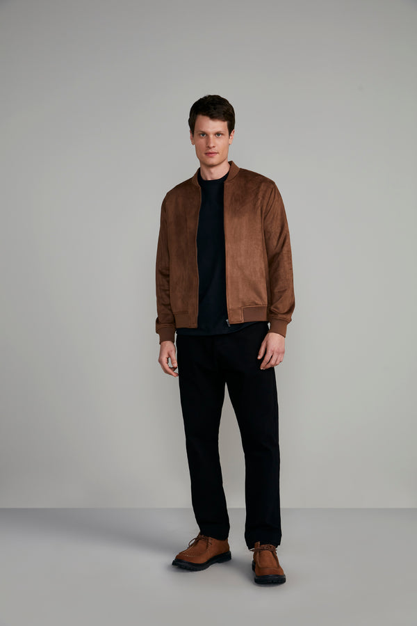Jaqueta Bomber Suede - Marrom