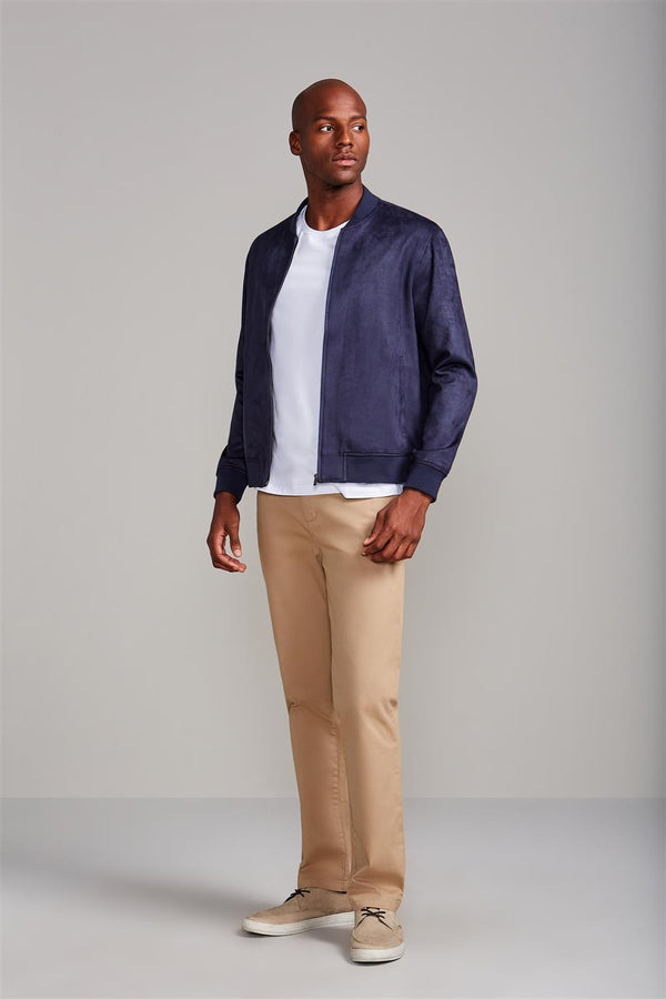 Jaqueta Bomber Suede - Azul Marinho