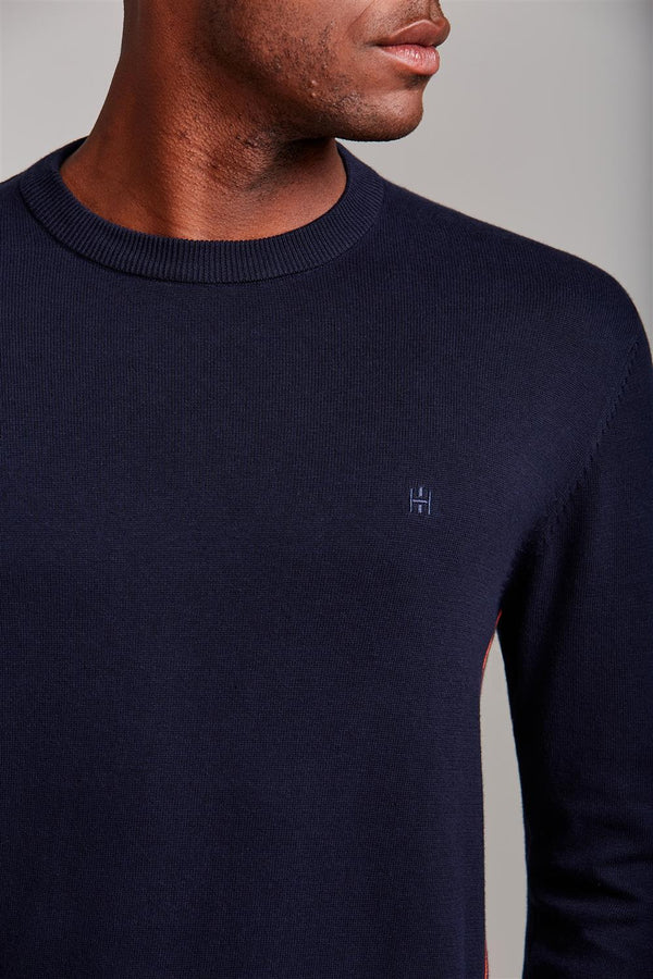 Tricot Gola Careca - Azul Marinho