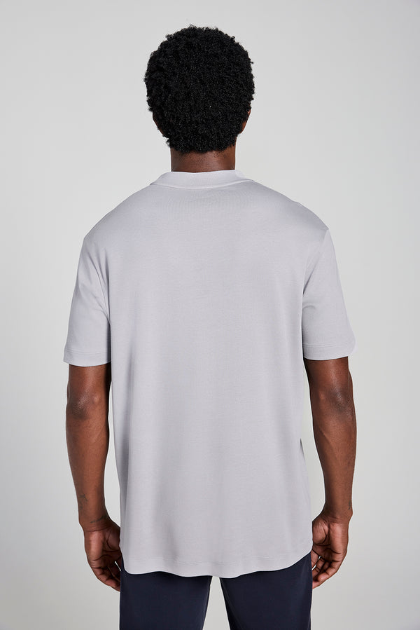 Camiseta Gola Média Comfort - Cinza