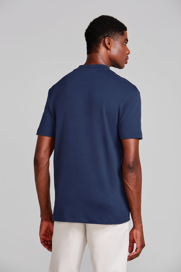 Camiseta Gola Média Comfort - Azul Marinho