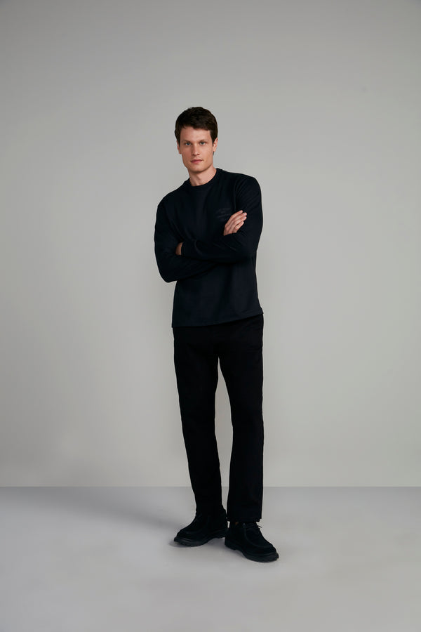 Blusa Manga Longa Slim Fit - Preto