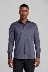 Camisa Lisa Slim fit - Cinza Azulado