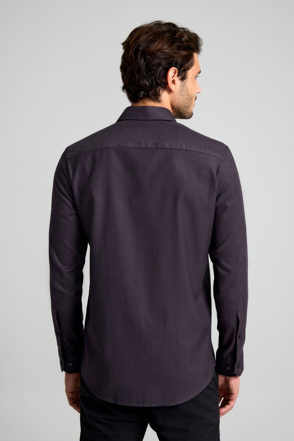 Camisa Lisa Slim fit - Cinza Chumbo