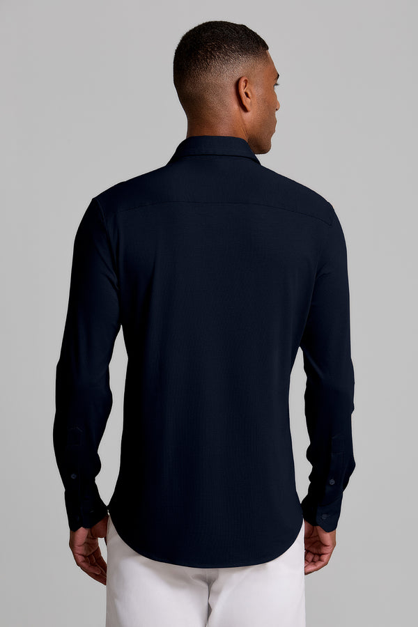 Camisa Lisa Supreme Cotton Slim Fit - Azul Noturno