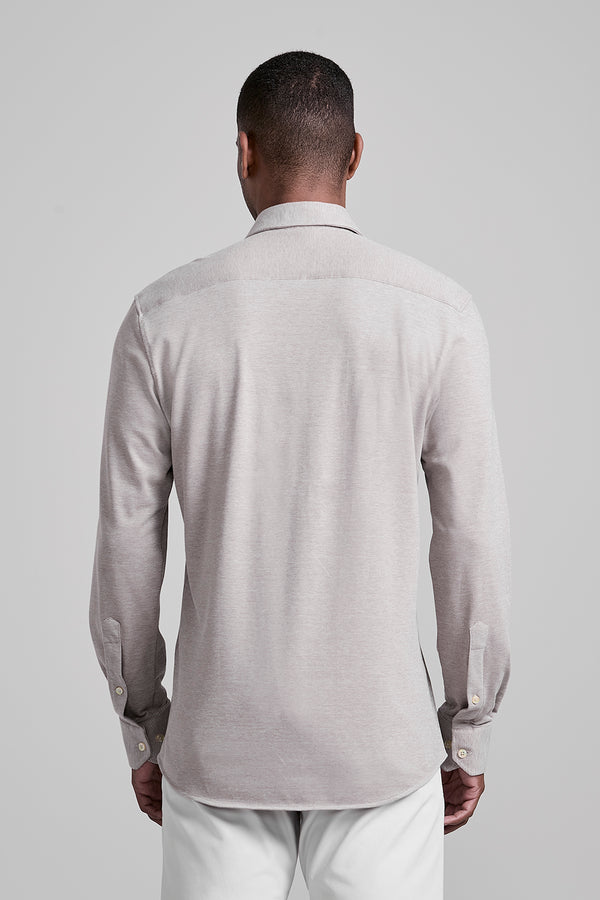 Camisa Lisa Piquet Slim Fit - Cinza Medio / Gelo