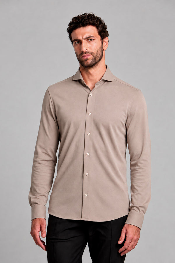 Camisa Lisa Piquet Slim Fit - Preto / Azul Aco