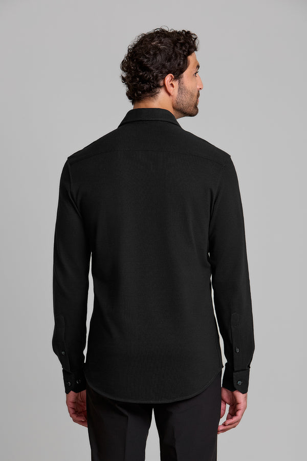 Camisa Lisa Piquet Slim Fit - Preto