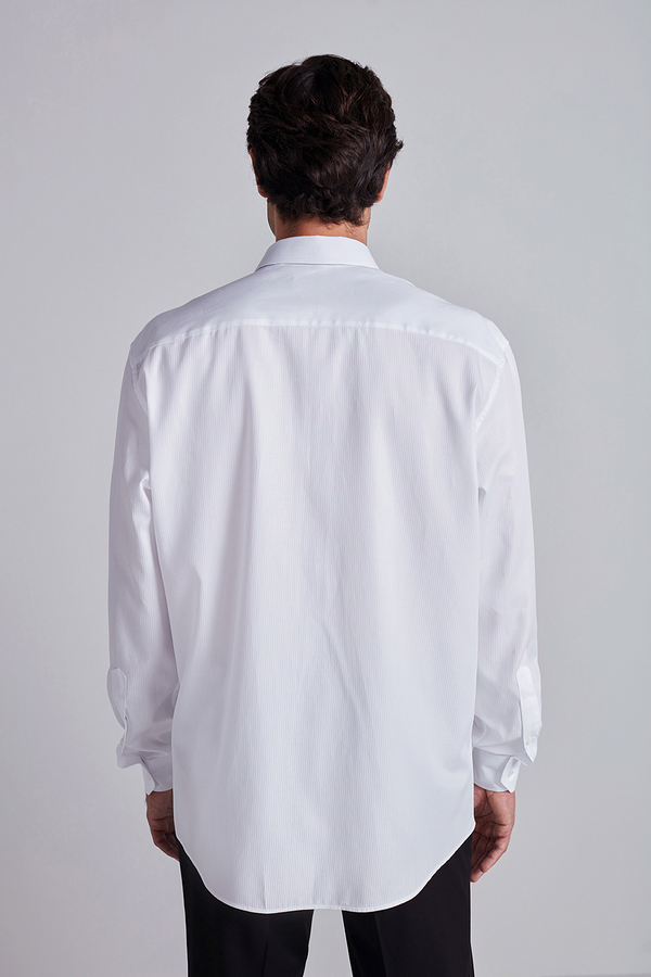 Camisa Social Algodão Pima Comfort Listrada - Branco