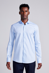 Camisa Social Algodão Pima Comfort Listrada - Azul Claro