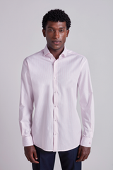 Camisa Social Algodão Egípcio Comfort Listrada - Rosa Claro