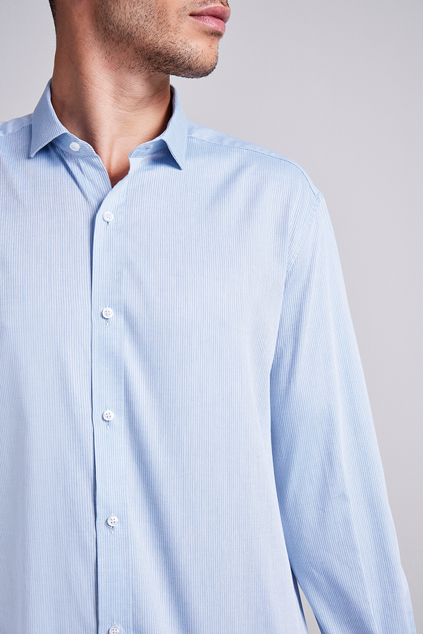 Camisa Social Algodão Egípcio Comfort - Azul Claro