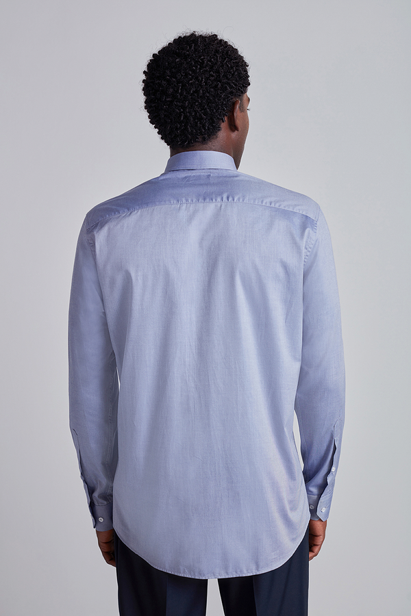 Camisa Social Algodão Pima Slim Fit - Azul Marinho