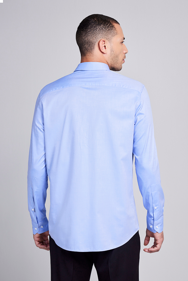Camisa Social Algodão Pima Slim Fit - Azul Claro