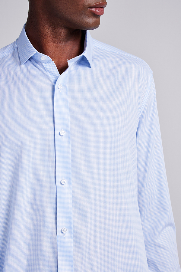 Camisa Social Algodão Egípcio Slim Fit Listrada - Azul