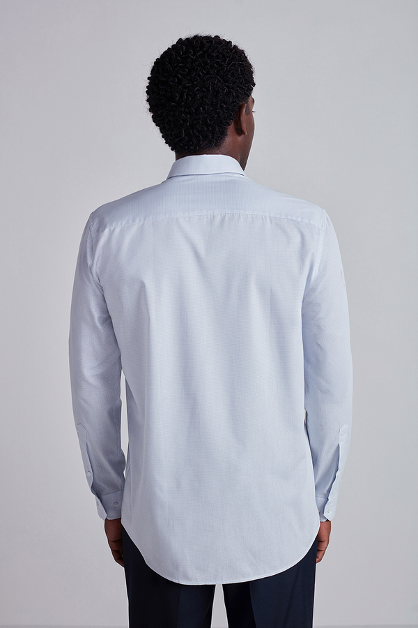 Camisa Social Algodão Egípcio Slim Fit Listrada - Cinza Claro