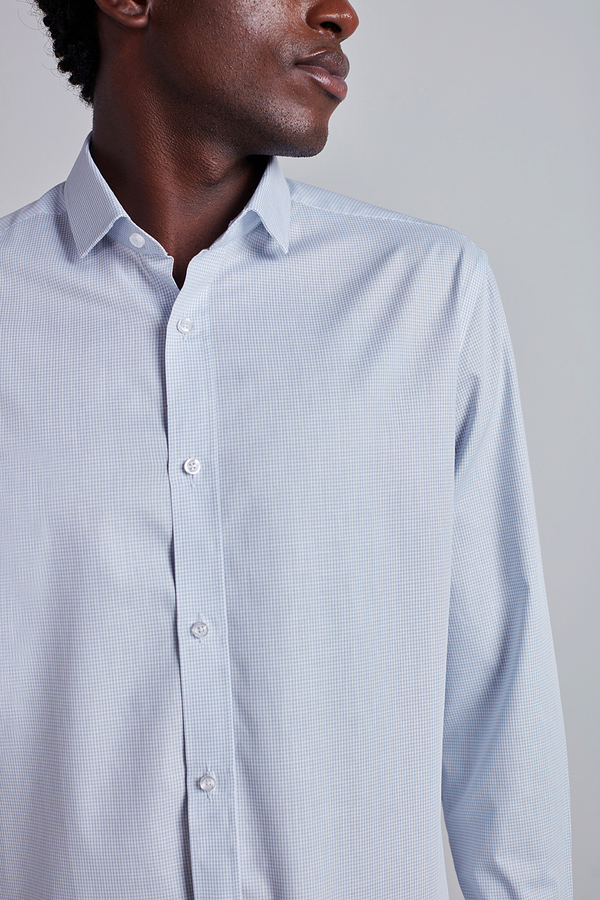 Camisa Social Algodão Egípcio Slim Fit Listrada - Cinza Claro