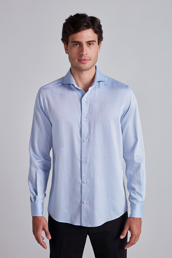 Camisa Social Lisa Slim Fit - Azul Bebe