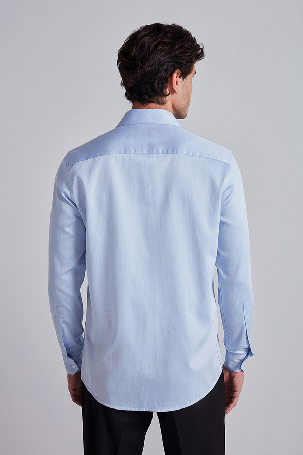Camisa Social Lisa Slim Fit - Azul Bebe