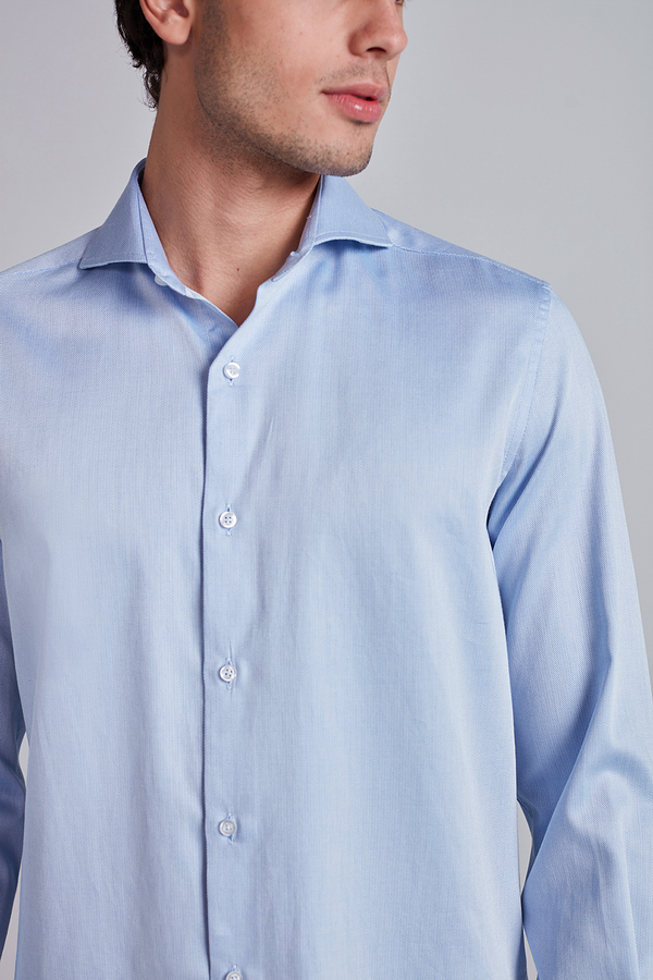 Camisa Social Lisa Slim Fit - Azul Bebe