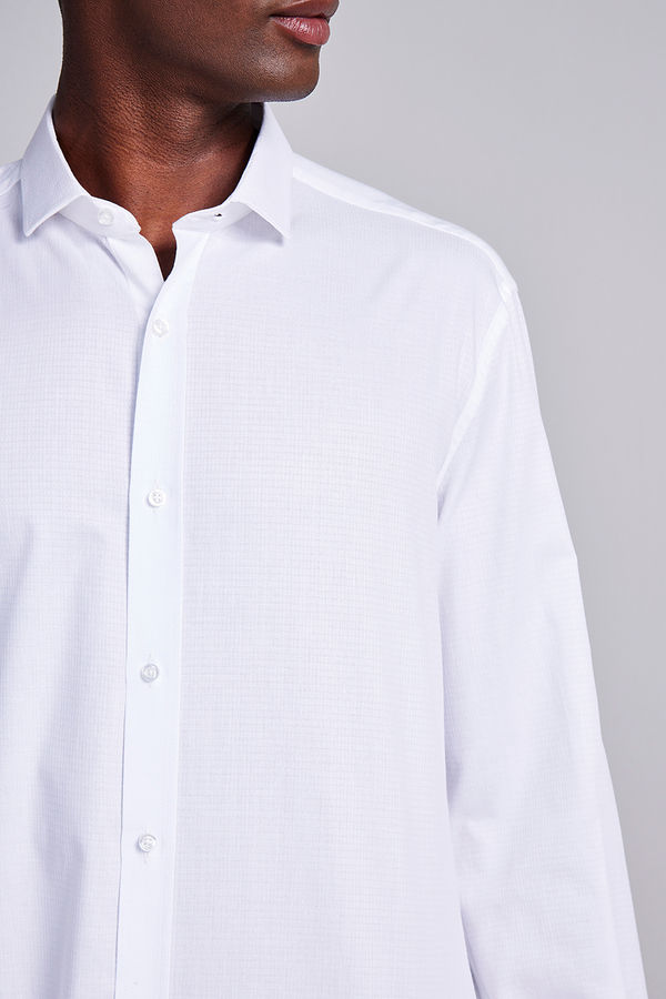 Camisa Social Lisa Algodão Egípcio Slim Fit - Branco