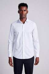 Camisa Social Algodão Egípcio Slim Fit Listrada - Branco