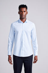 Camisa Social Algodão Egípcio Slim Fit Listrada - Azul Claro