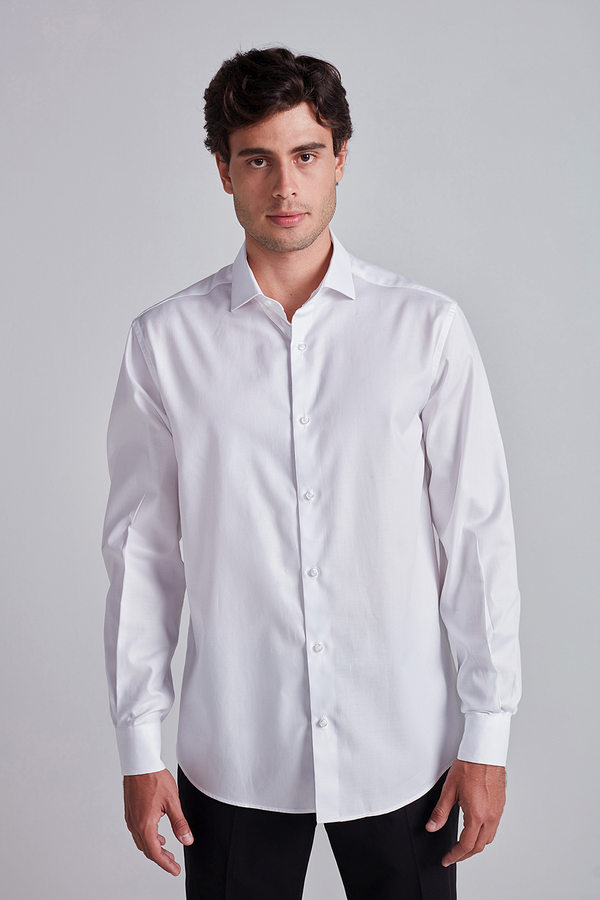 Camisa Social Lisa Algodão Pima Slim Fit - Branco