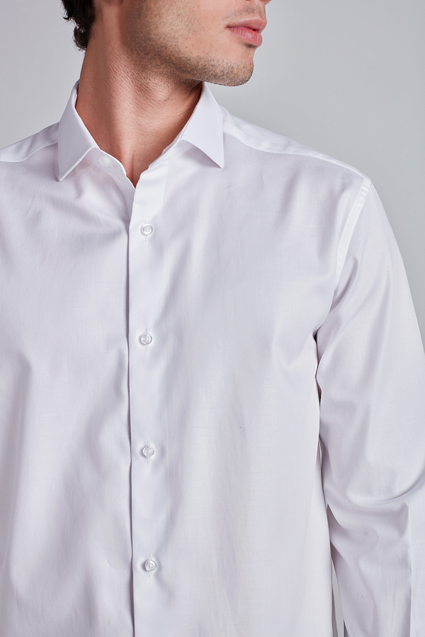 Camisa Social Lisa Algodão Pima Slim Fit - Branco