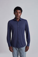 Camisa Lisa Tecnocomfy Slim Fit - Azul Marinho