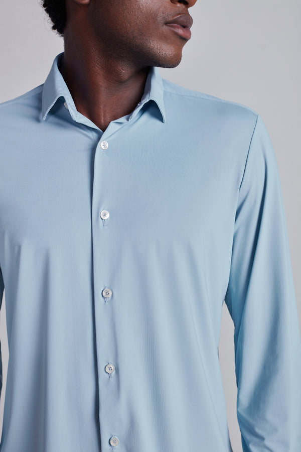 Camisa Lisa Tecnocomfy Slim Fit - Azul
