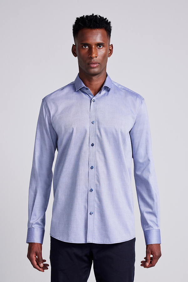 Camisa Lisa Algodão Pima Comfort - Azul Marinho