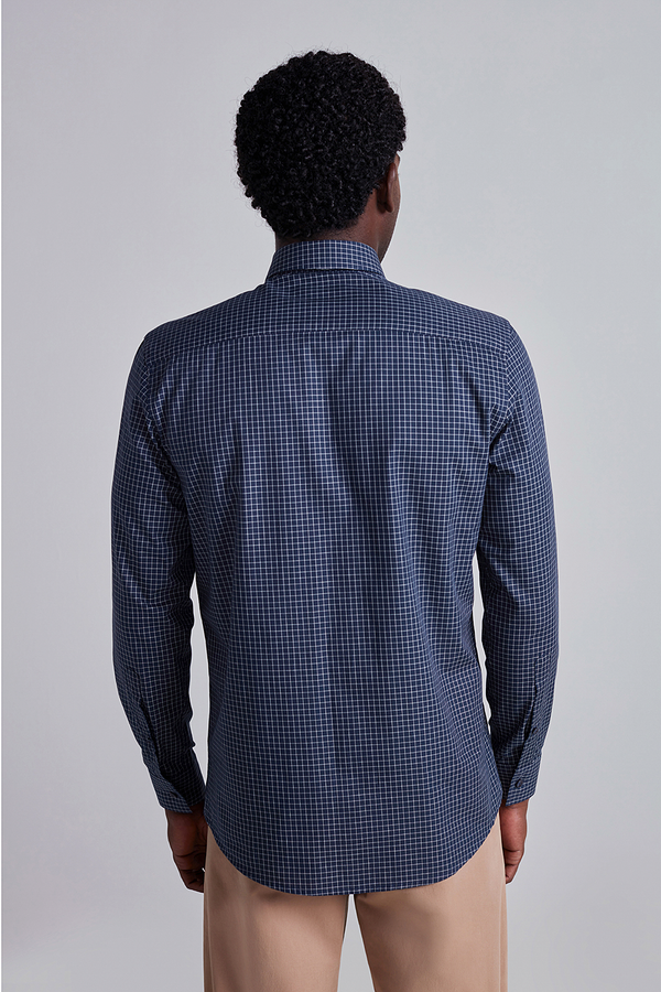 Camisa Algodão Egípcio Slim Fit Listrada - Azul Marinho