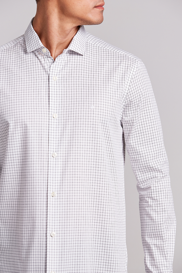 Camisa Algodão Egípcio Slim Fit Listrada - Branco
