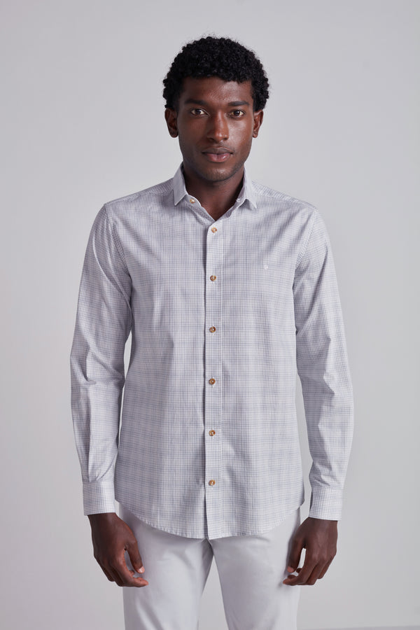 Camisa Algodão Egípcio Slim Fit Listrada - Branco