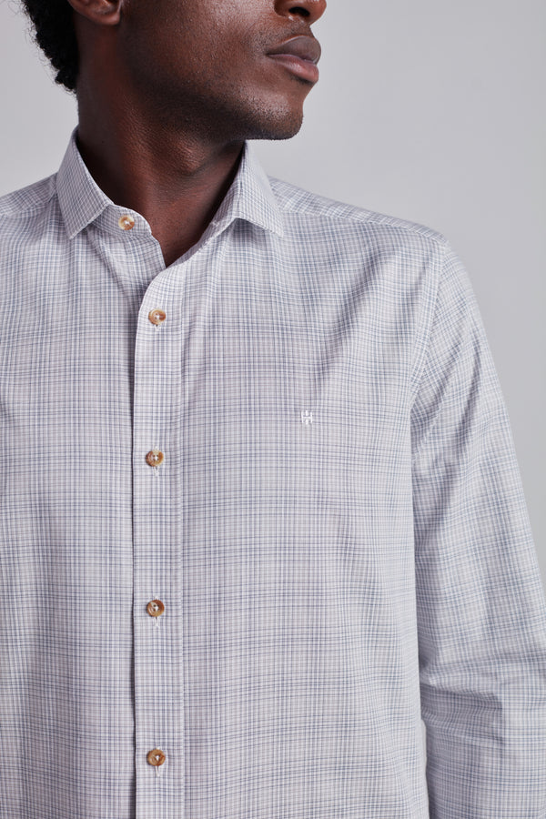 Camisa Algodão Egípcio Slim Fit Listrada - Branco