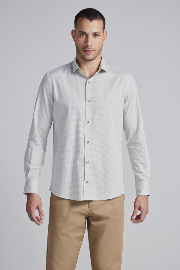 Camisa Algodão Egípcio Slim Fit Listrada - Bege