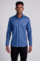Camisa Algodão Egípcio Slim FIt Listrada - Azul