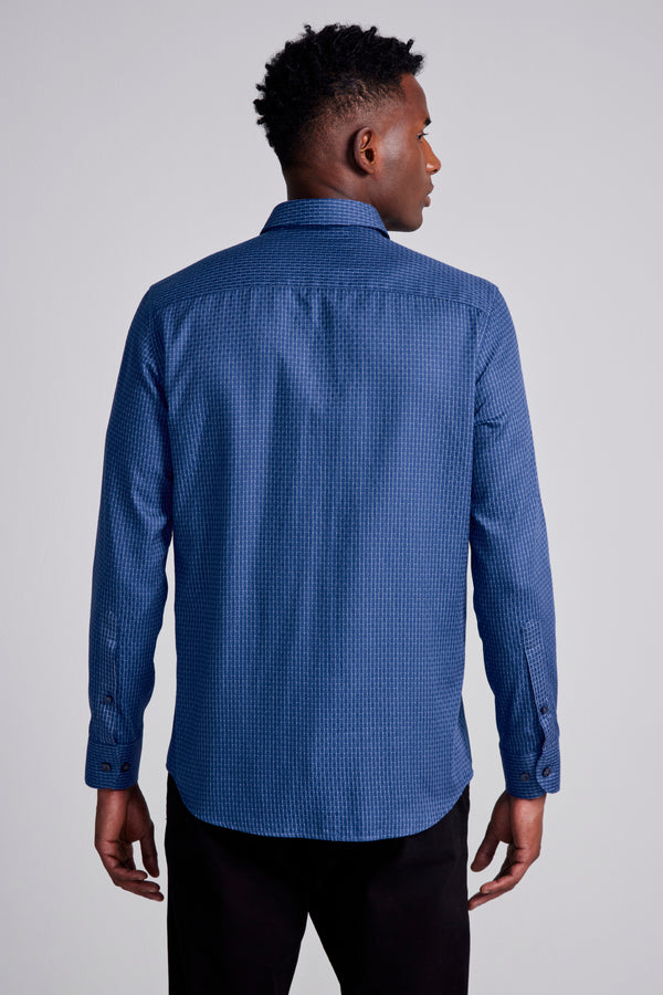 Camisa Algodão Egípcio Slim FIt Listrada - Azul