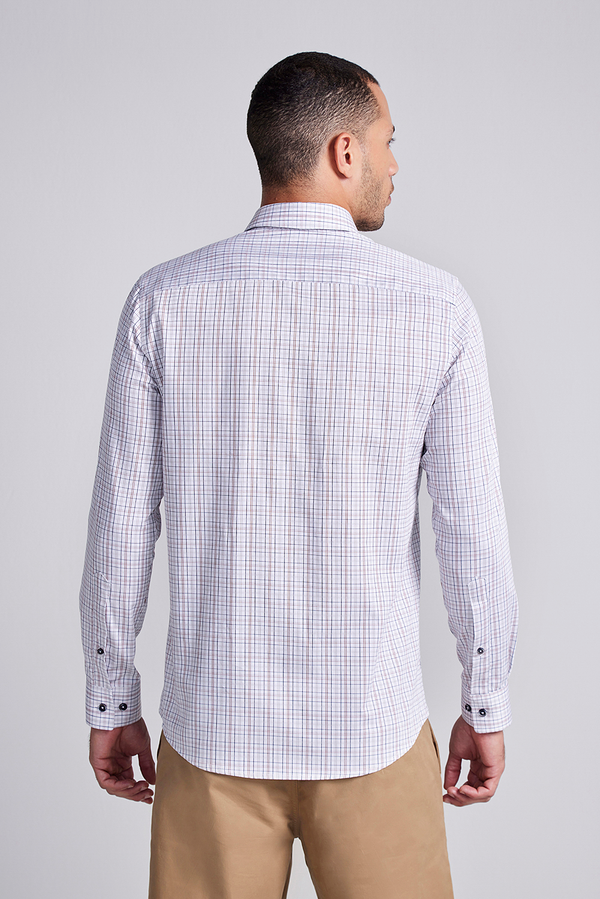 Camisa Slim Fit Listrada - Branco