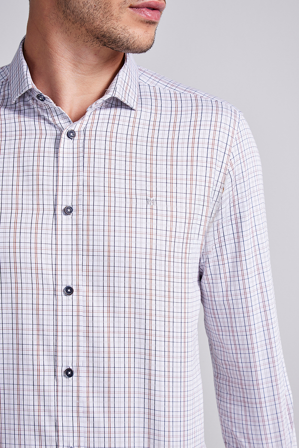 Camisa Slim Fit Listrada - Branco