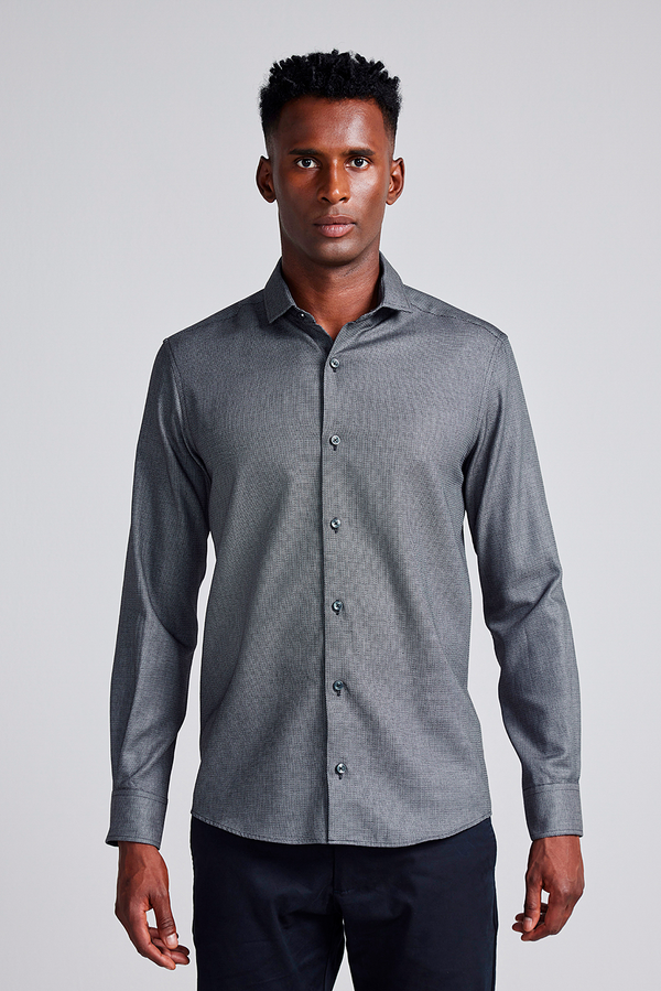 Camisa Lisa Slim Fit - Preto