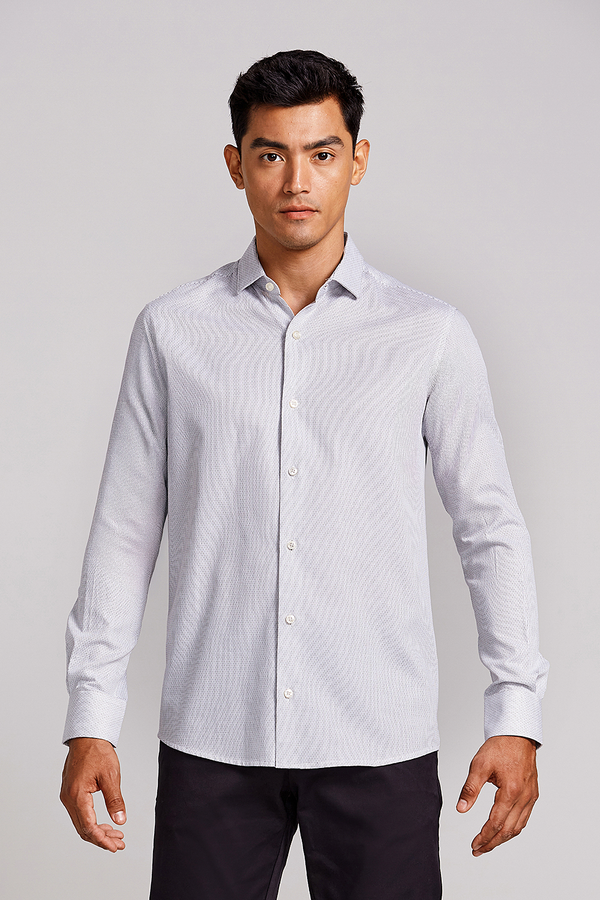 Camisa Slim Fit Listrada - Branco