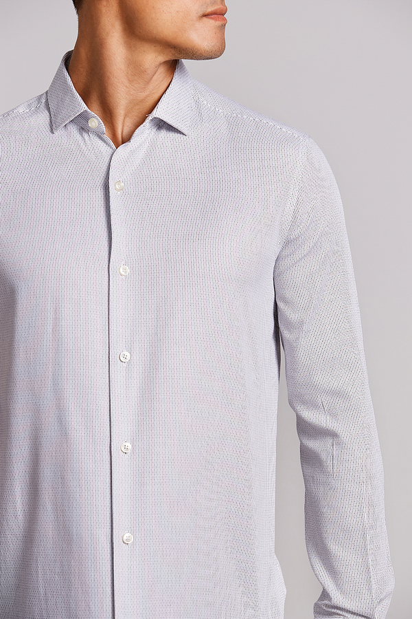 Camisa Slim Fit Listrada - Branco