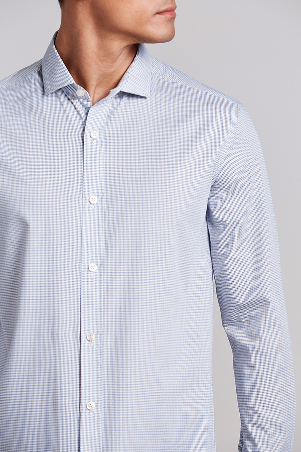Camisa Algodão Egípcio Slim Fit Listrada - Azul