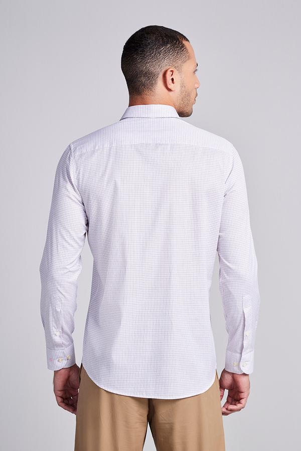 Camisa Algodão Egípcio Slim Fit Listrada - Rosa Claro