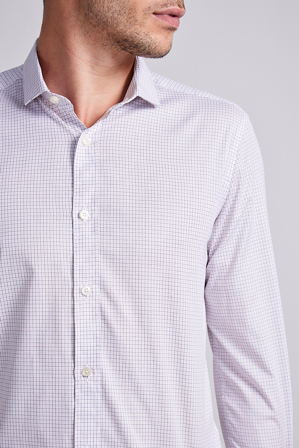 Camisa Algodão Egípcio Slim Fit Listrada - Rosa Claro